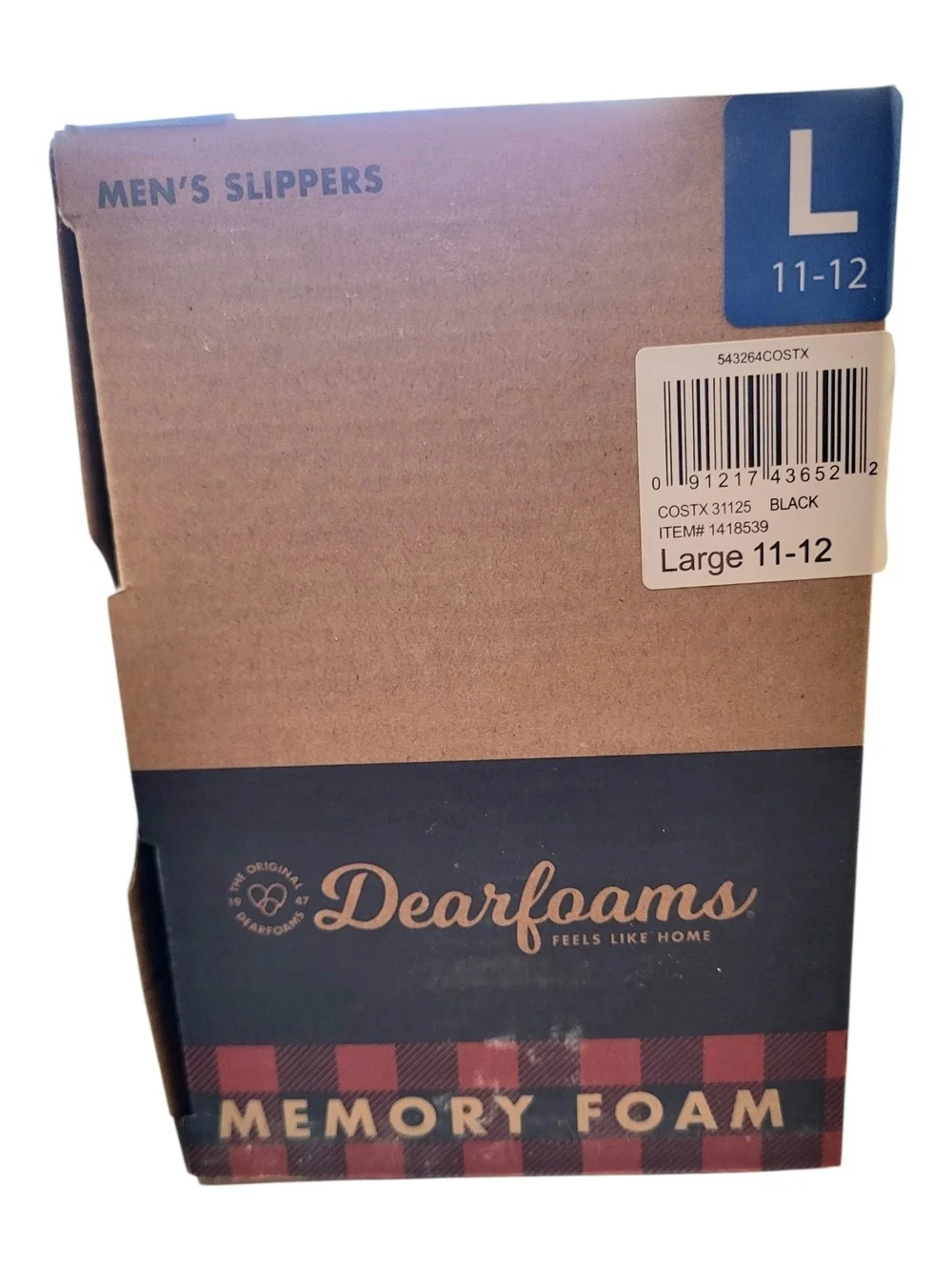 NWT Dearfoams Men’s Black Clog Style Memory Foam Slippers - Sz L (11-12)